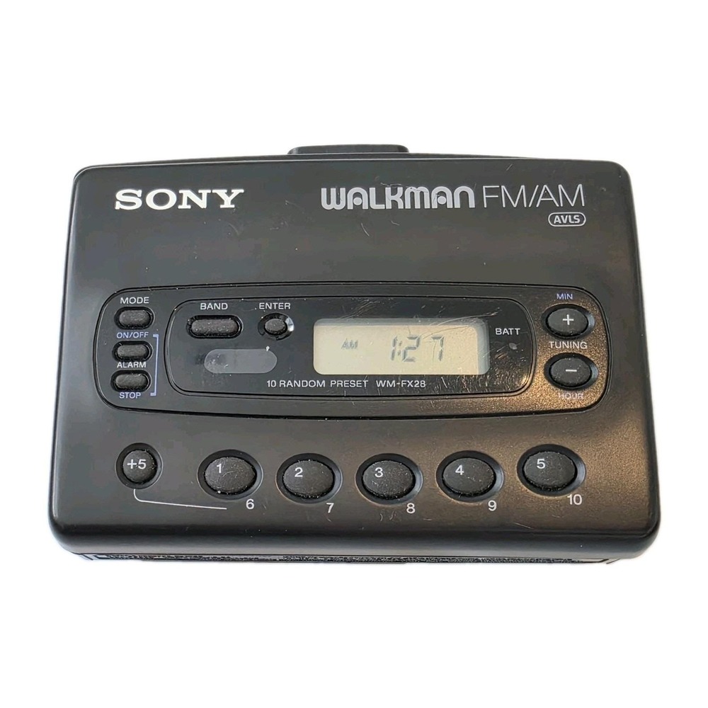 Sony Walkman WM-FX28 AM/FM Radio Cassette Player Black Untested FOR PARTS